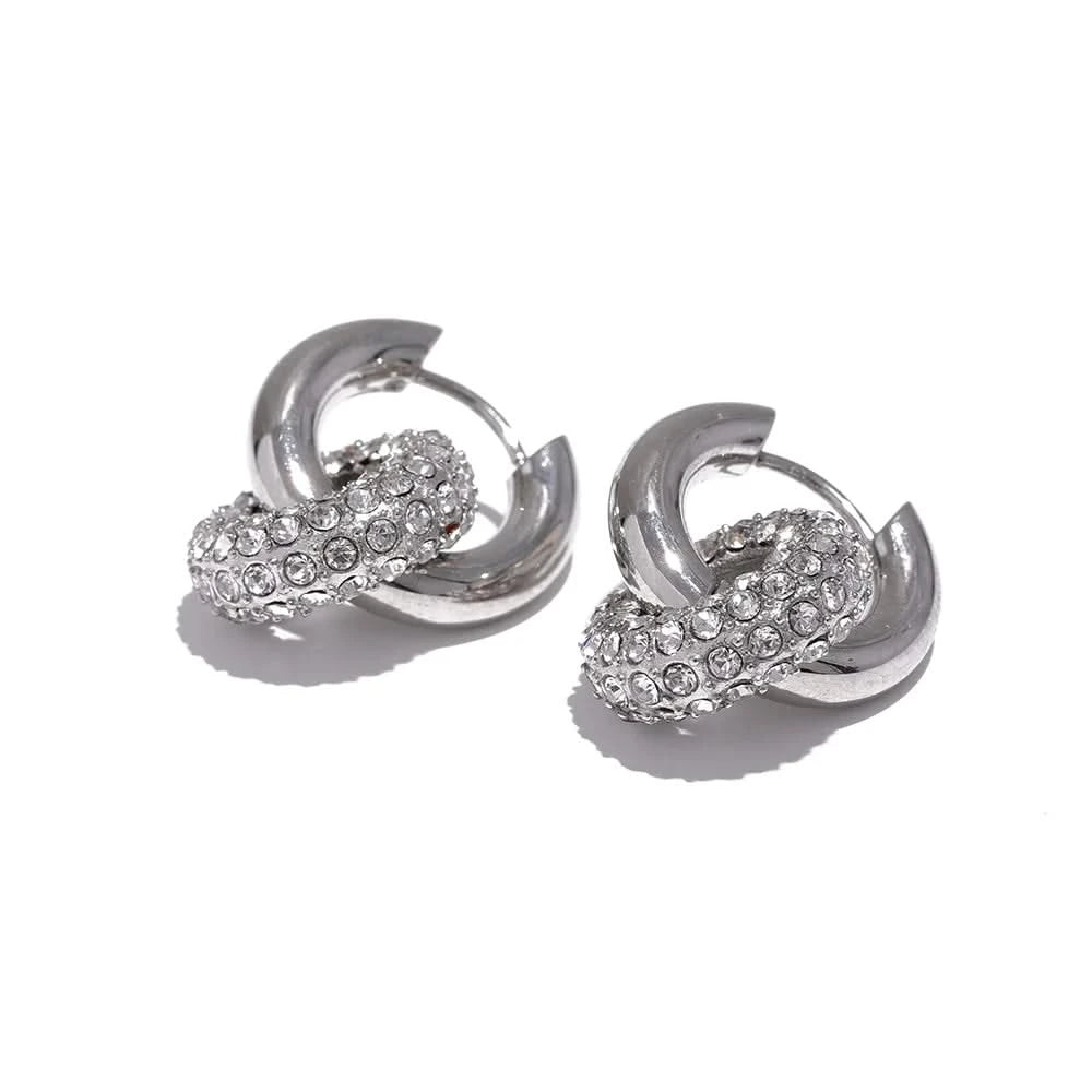 Silver Cubic Zirconia Halo Hoops