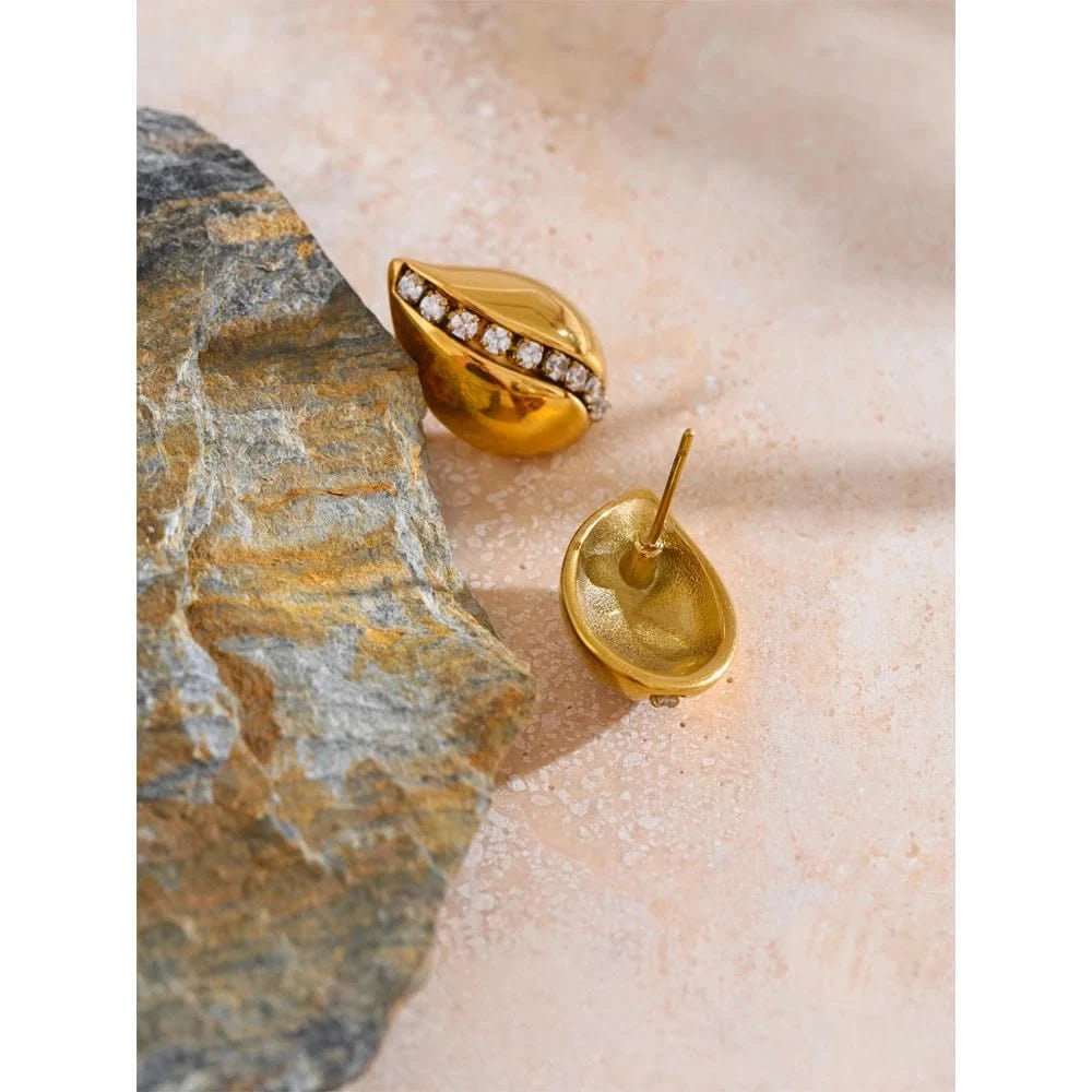 Elegant Water Drop Stud Earrings - Sparkle Style