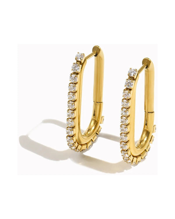 CZ Paved Hoop Earrings — front