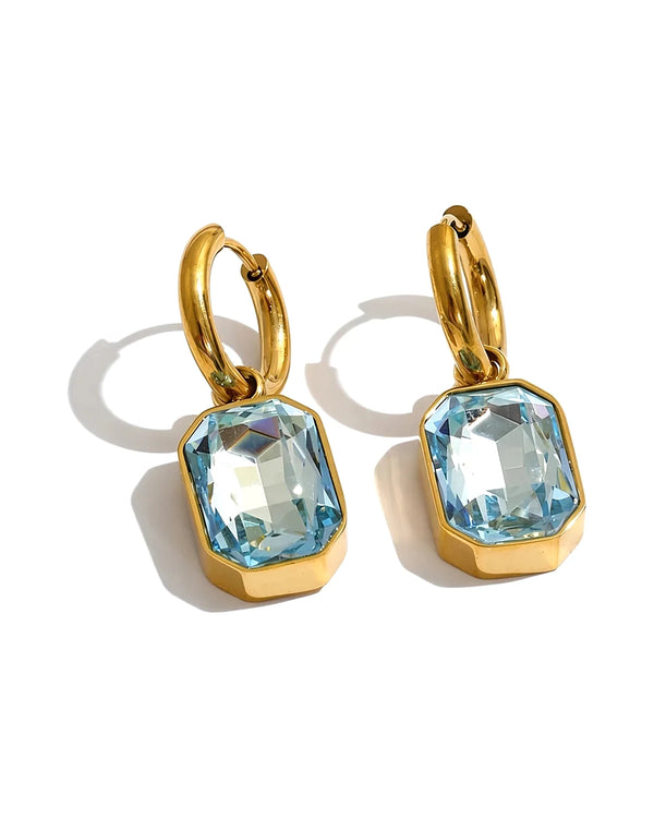 Crystal Drop Huggie Hoop Earrings — front