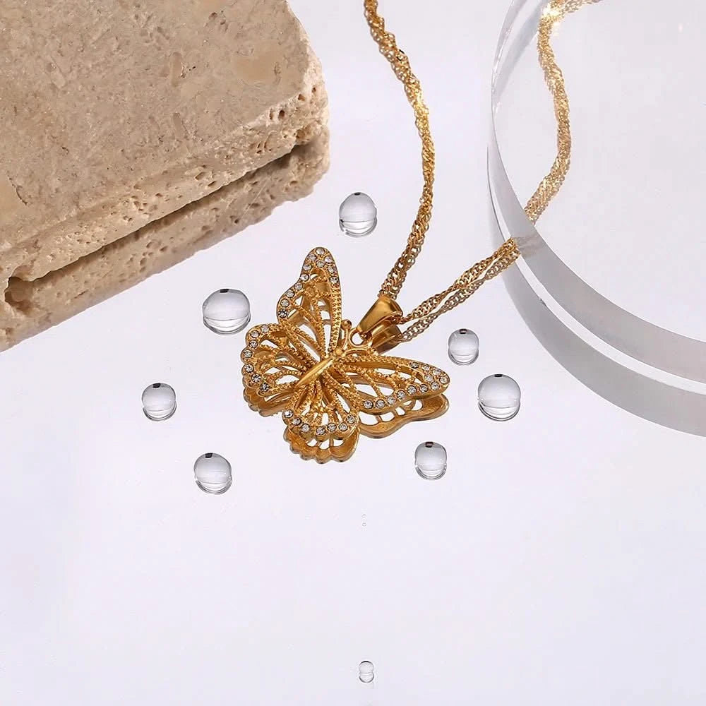 Close - up image of Gold Butterfly Necklace 2