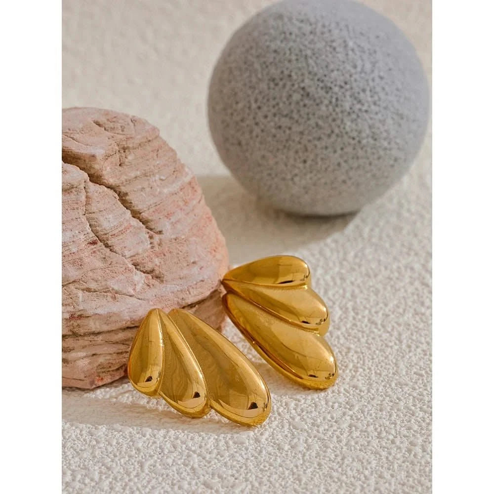 Gold Geometric Wing Stud Earrings - Stylish Chic Jewelry