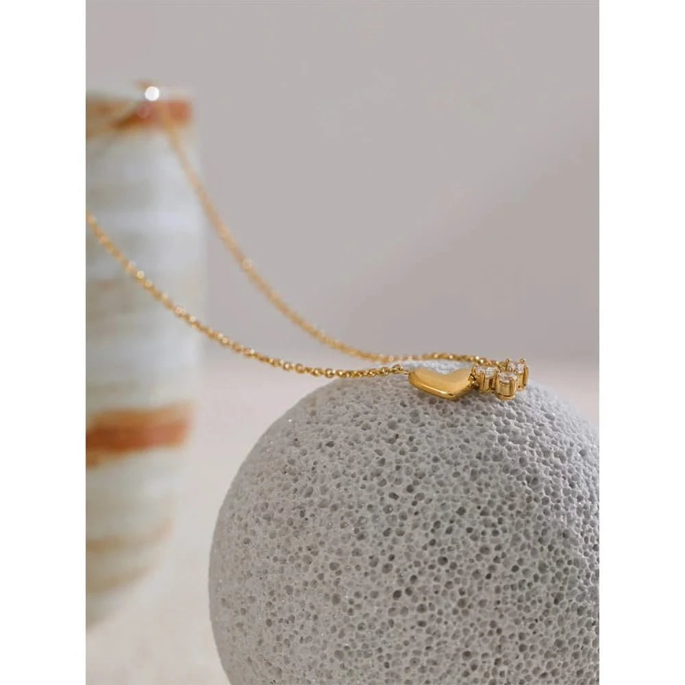 Gold Heart Cubic Zirconia Necklace