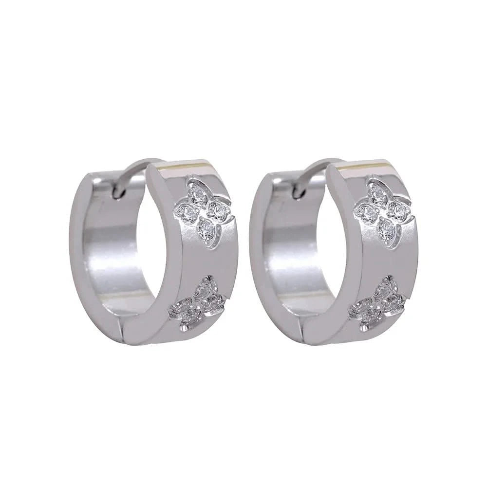 Isabela Silver with clear cubic zirconia Hoop Earrings