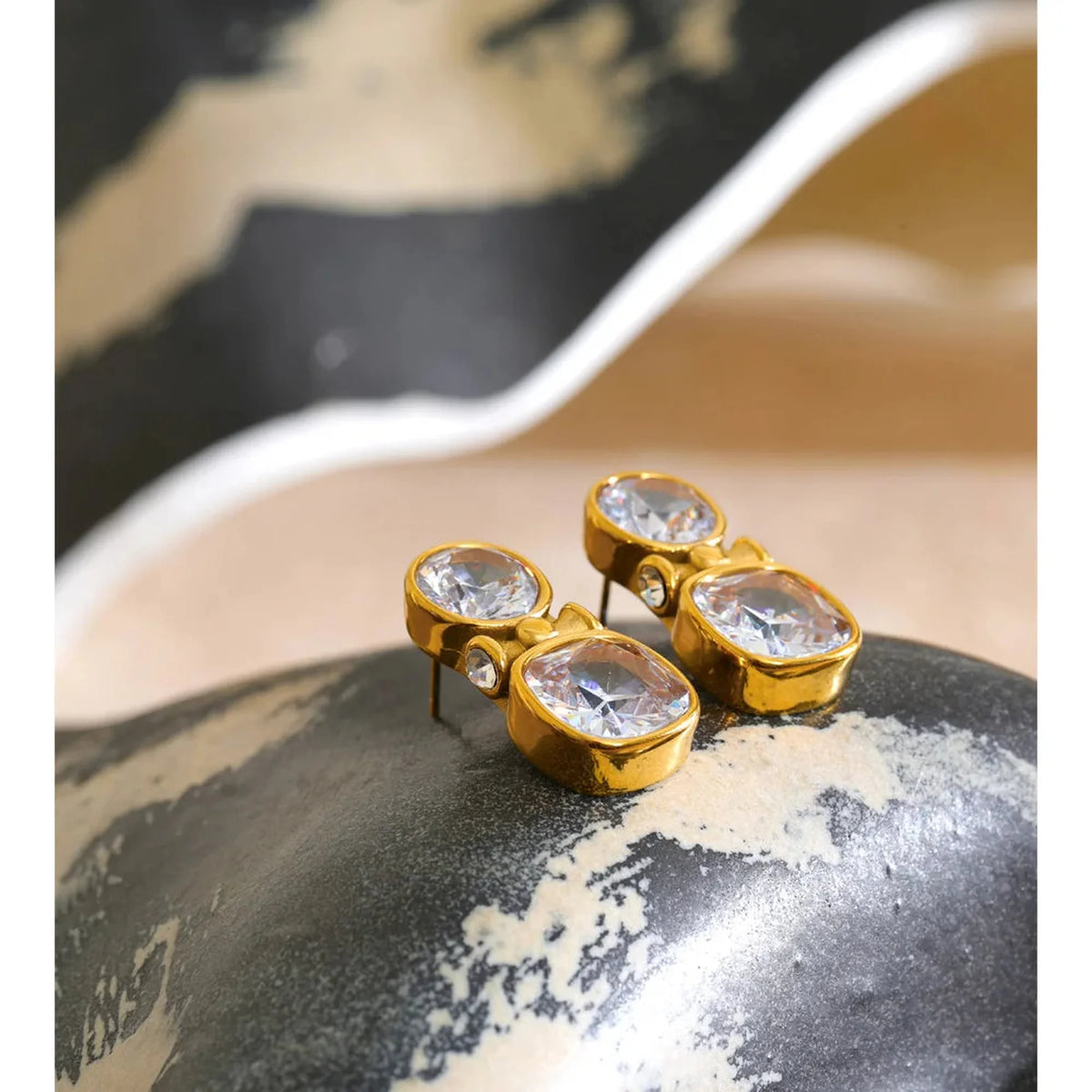 Double Crystal Stud Earrings — lifestyle 05