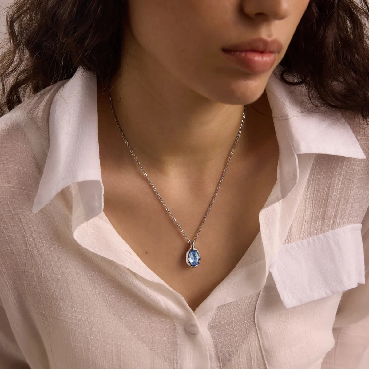 Teardrop Stone Pendant Necklace — lifestyle 06