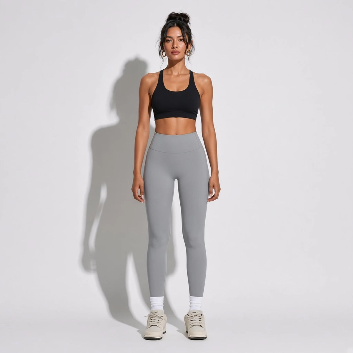 Selective High-Waist Fitness Leggings — Light Gray front