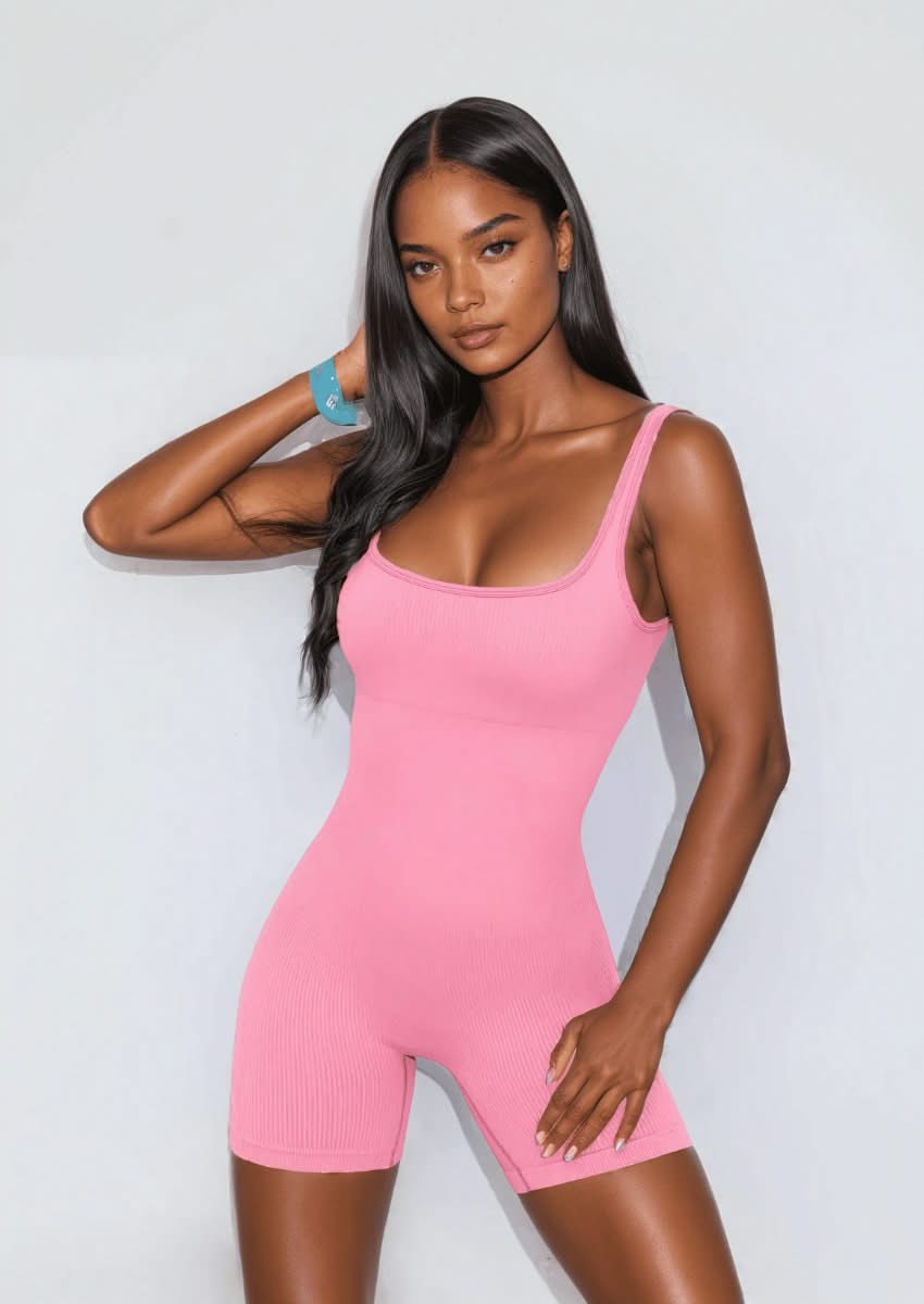 Seamless One-Piece Women's Sleeveless Short Jumpsuit Gym Push Up