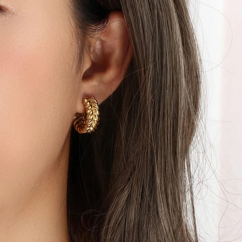 Luxury 18K Gold Funky Hoop Earrings
