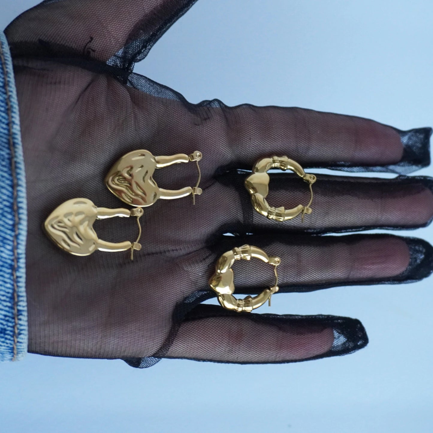 Gold heart earrings - broken hearts