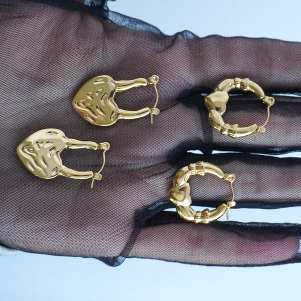 Gold heart earrings - broken hearts