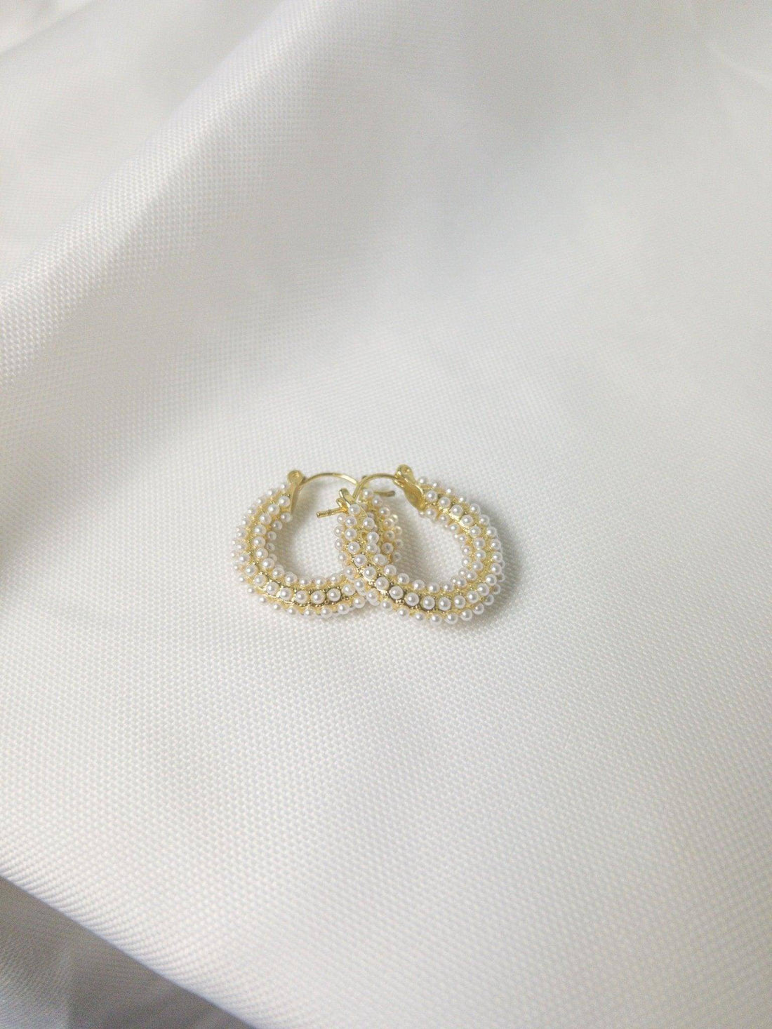 Gold Small Beaded Hoops, [product type]