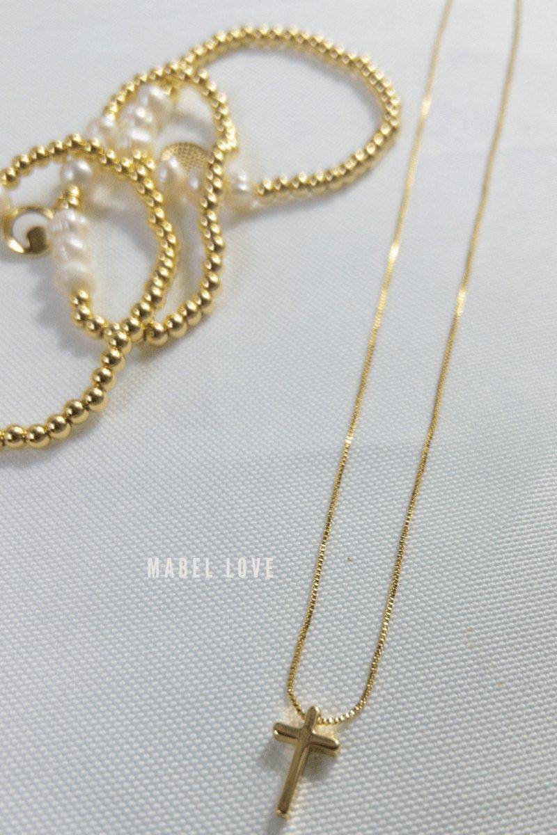 Simple Gold Cross Necklace, [product type]