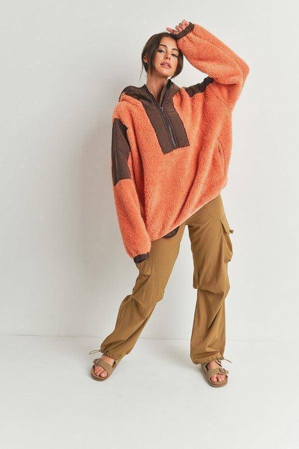 Two-toned Cozy Hooded Sweater, [product type]