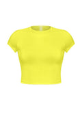 SHORT SLEEVE ROUND NECK SOLID BASIC CROP TOP, [product type]