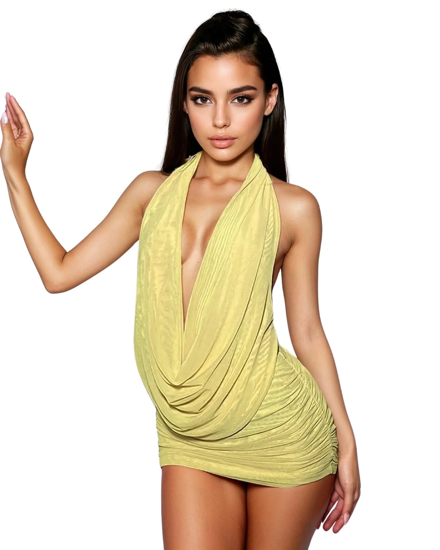 Mesh Swing Halter Top & Mini Skirt Set