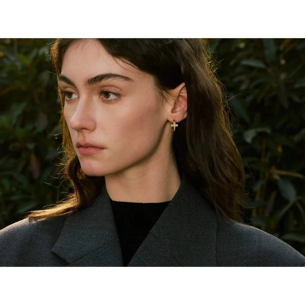 Mini CZ Cross Hoop Earrings - Daily Chic Stainless