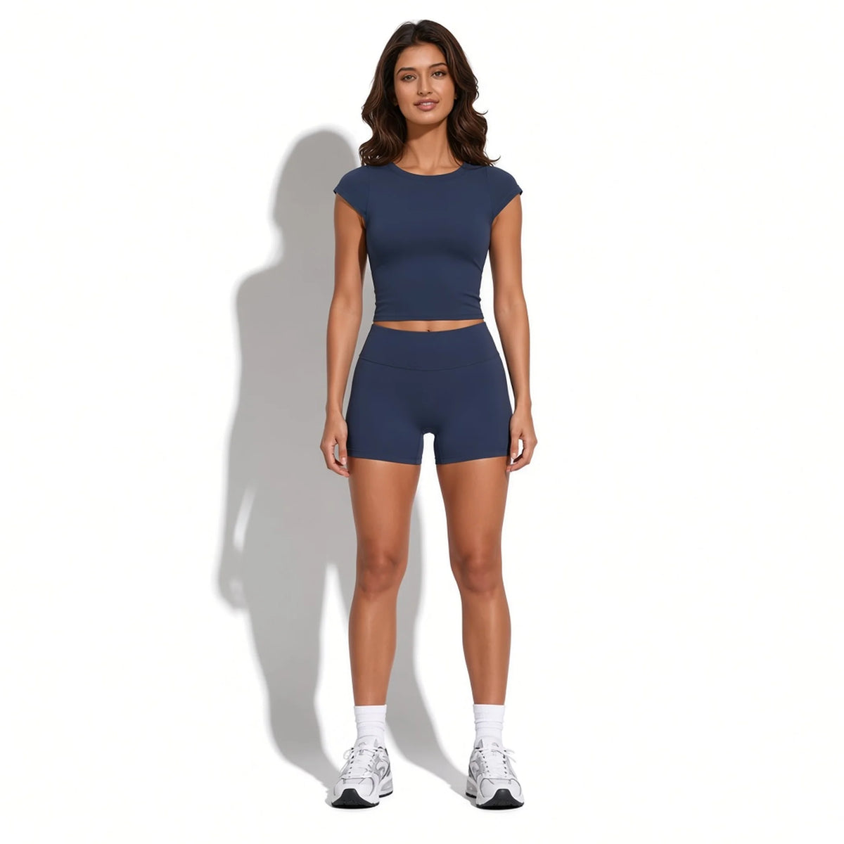 Short Sleeve Workout T-Shirt — Navy Blue front