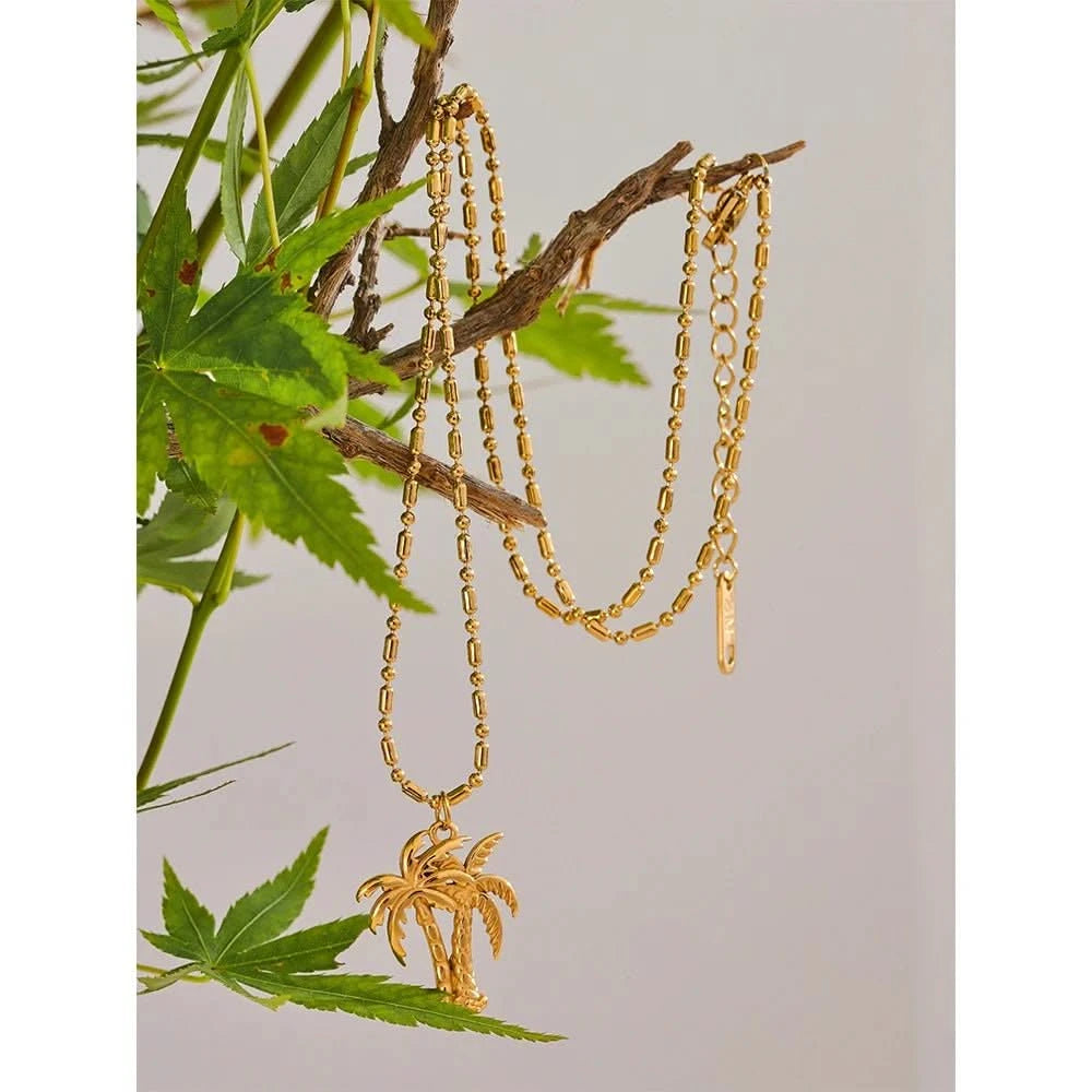Gold Palm Tree Necklace 4