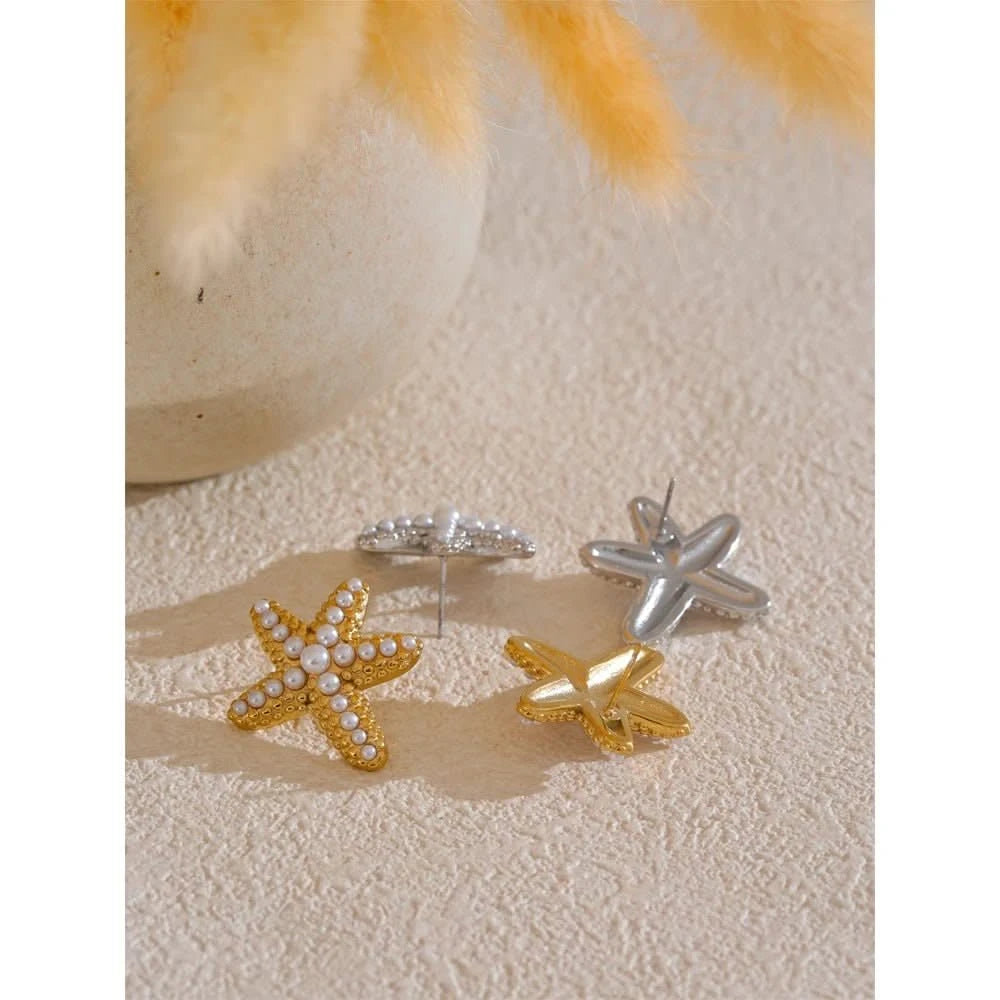 Pearl Starfish Stud Earrings