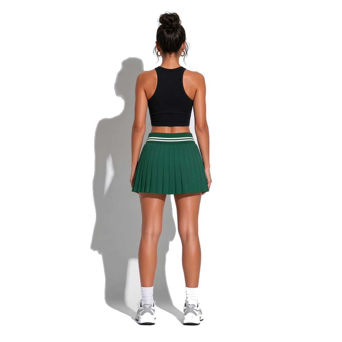 Women's Pleated Mini Skirt — blackish green back