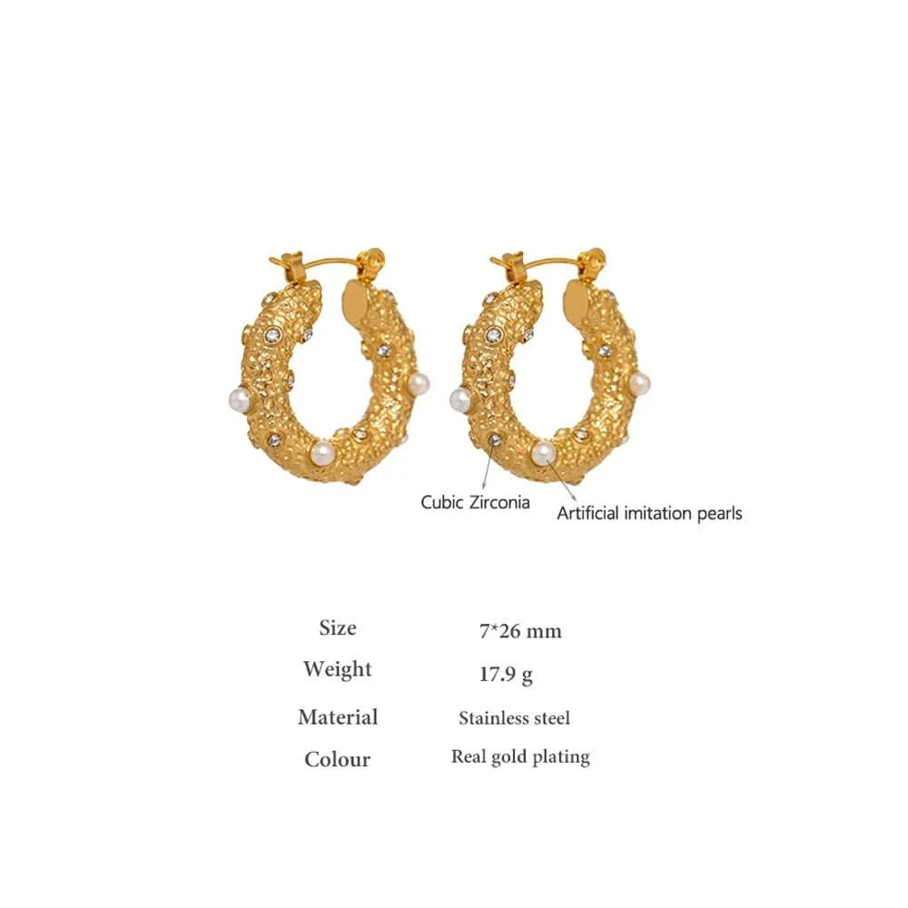 Gold Sea Sparkle Hoop Earrings - Size Details
