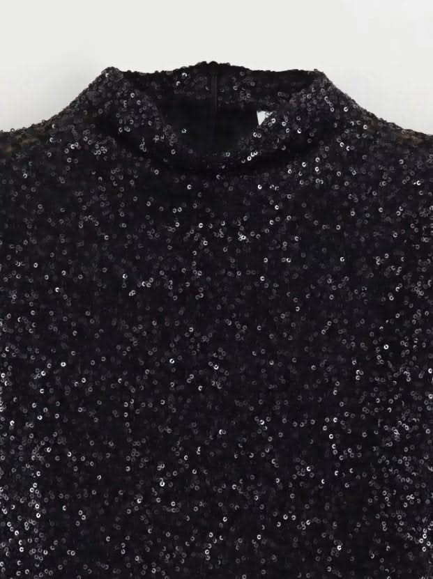 Sequined Short - Sleeved Mini Dress