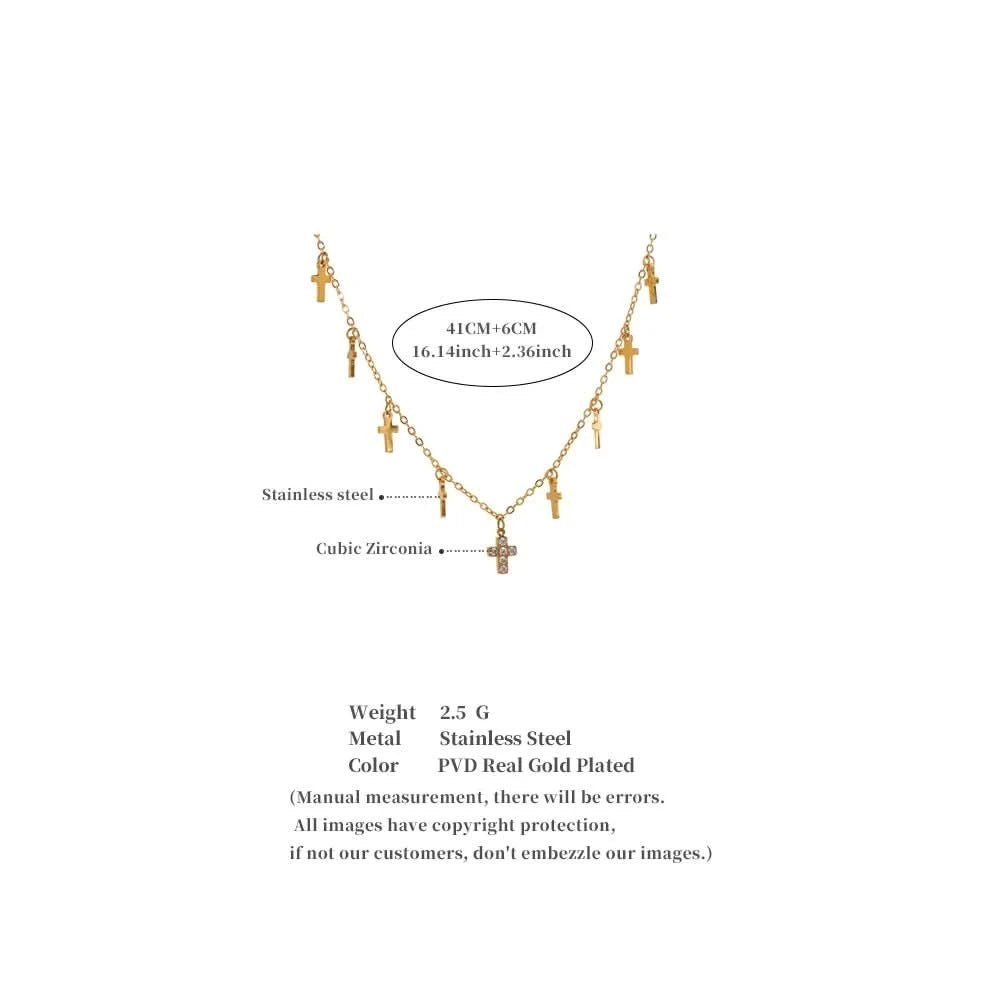 Gold Serenity Cross Links Necklace - Size Details