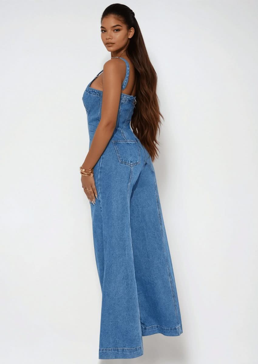 Sleeveless Denim Jumpsuit