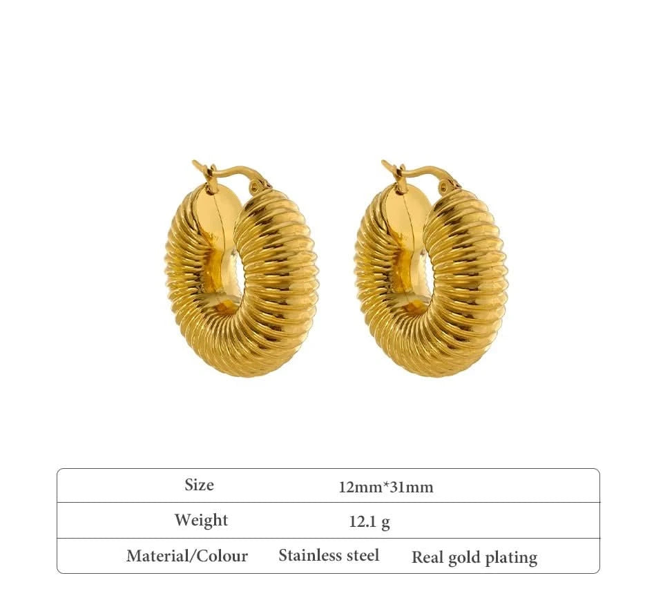 Gold Slinky Hoop Earrings - Size Details