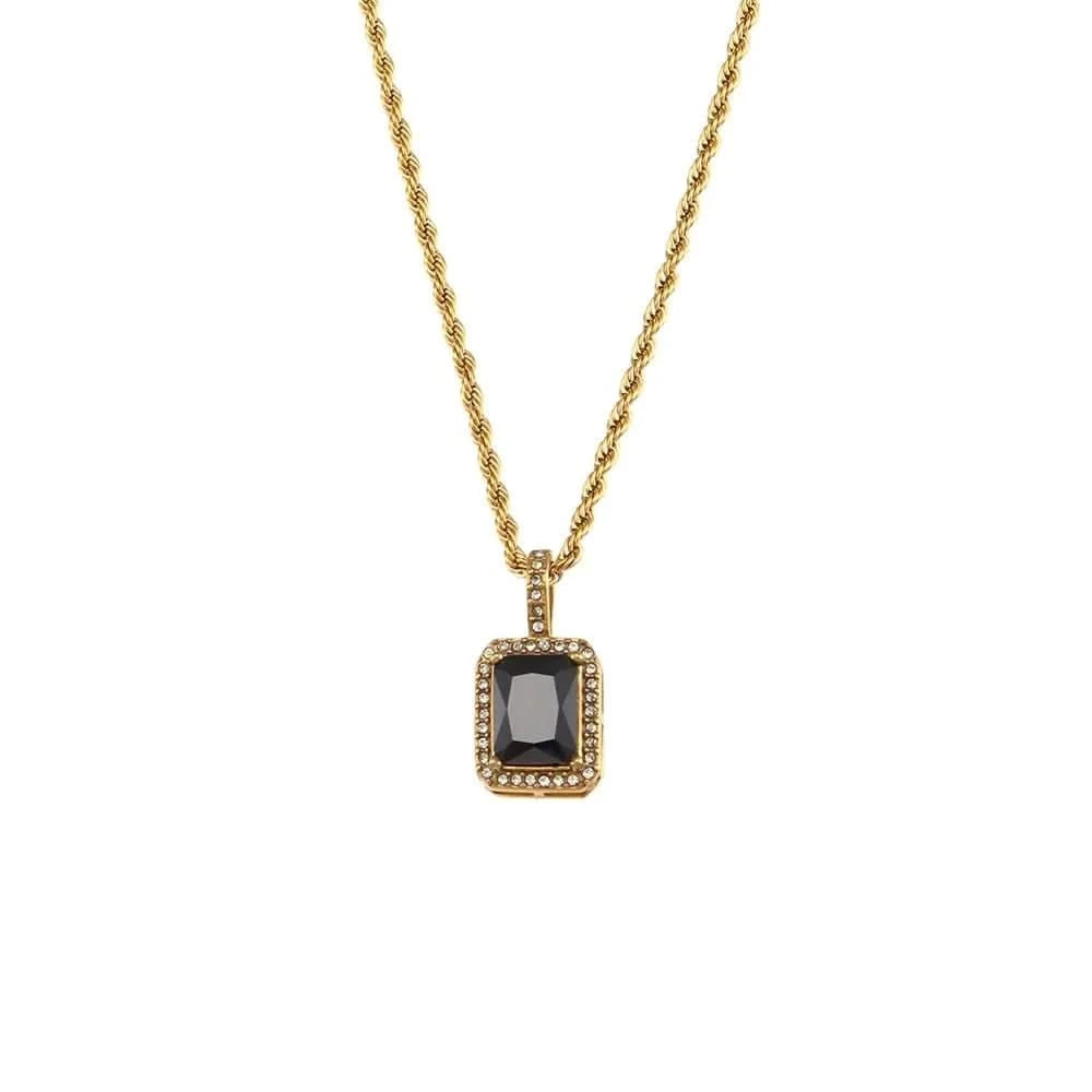 Square Black Gemstone Necklace