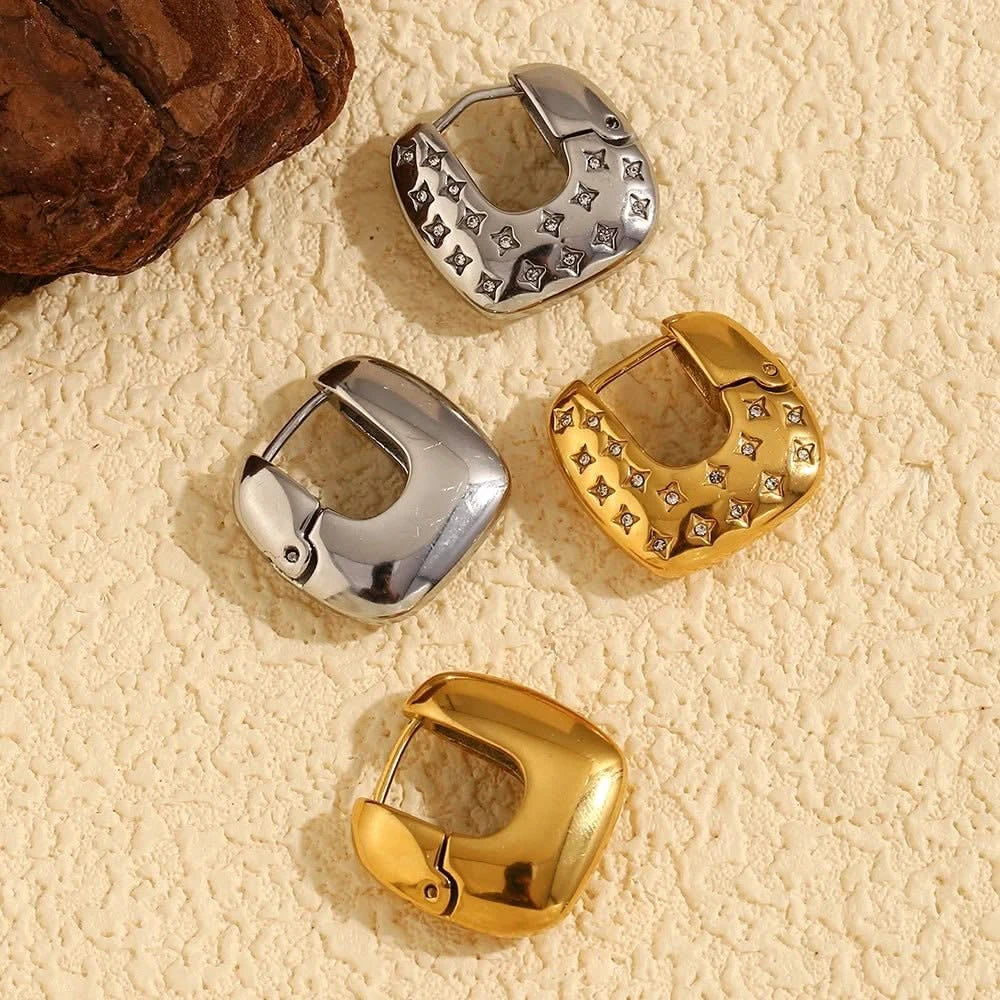 Stainless Steel Square Hoop Earrings