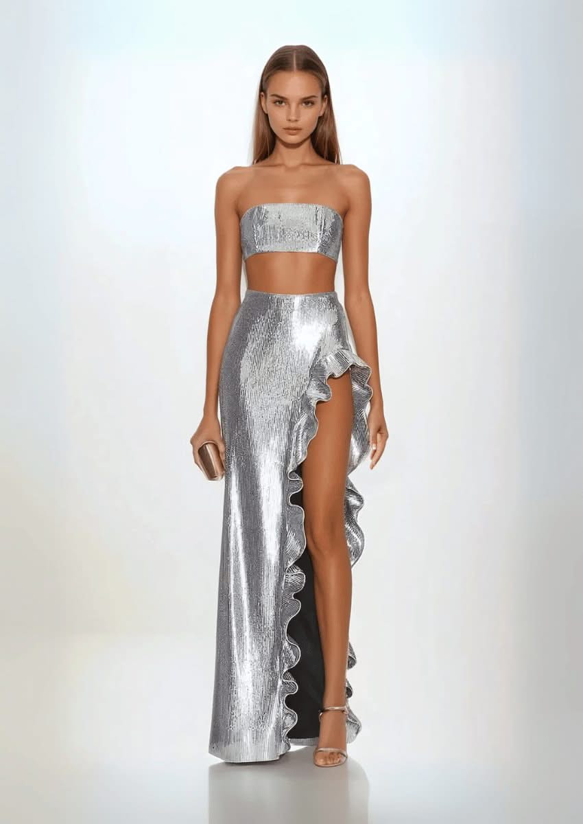 strapless sequin top
