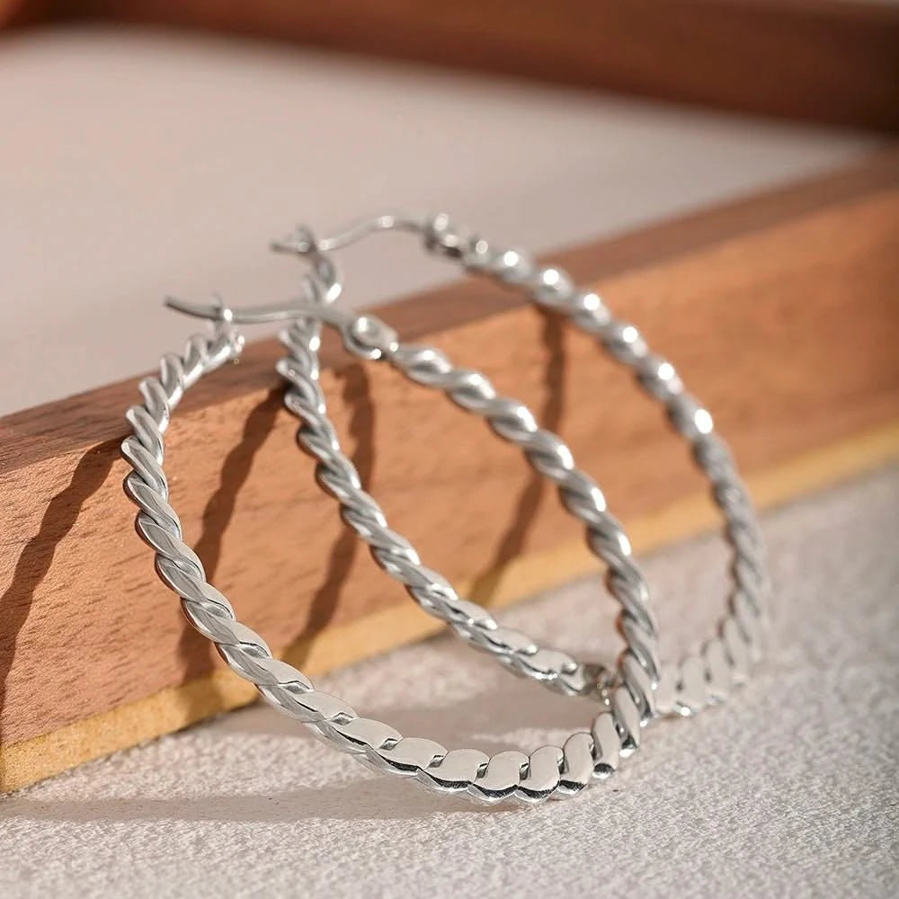 Silver Tangled Hoop Earrings