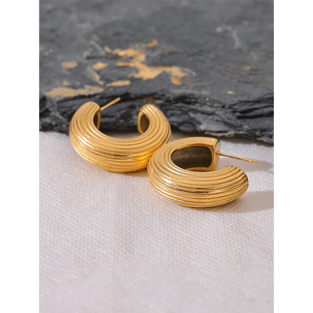 Textured Gold Hoop Earrings