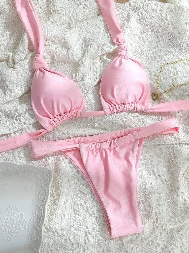 Pink Tiedown Two - Piece Bikini Swimsuit