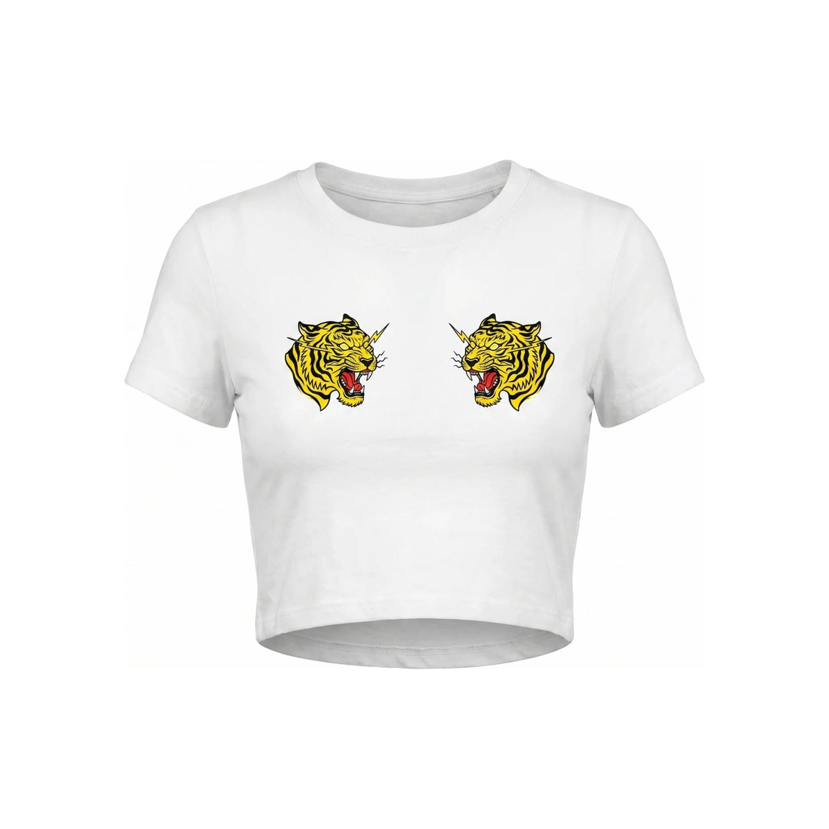 Tiger Fitted Crop T-Shirt — corrected front ghost image with standard spacing