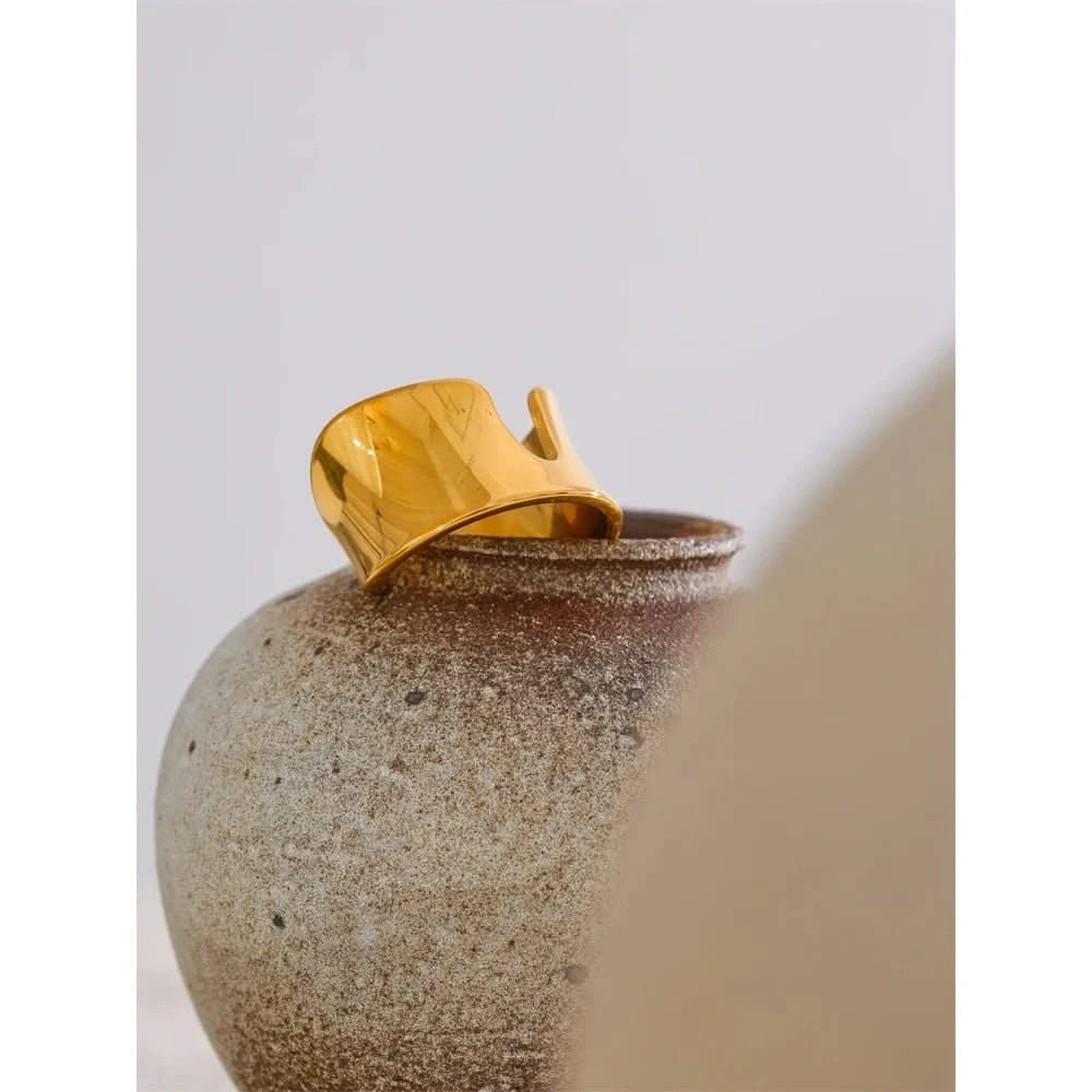 Unusual Geometric Texture Stainless Steel Ring - Minimalist Jewelry