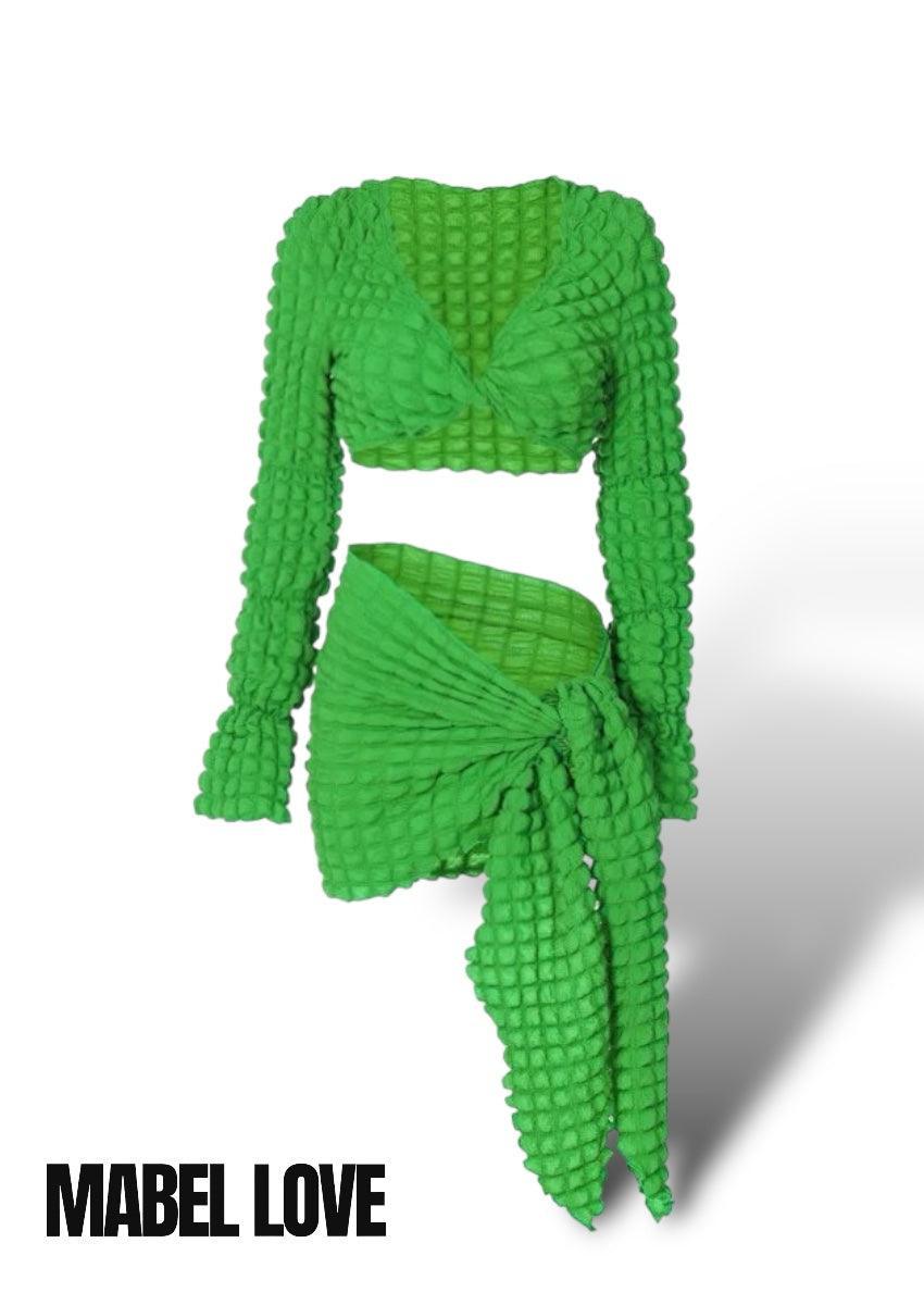 Waffle Piece Wrap Mini Skirt Set Mabel Love Co