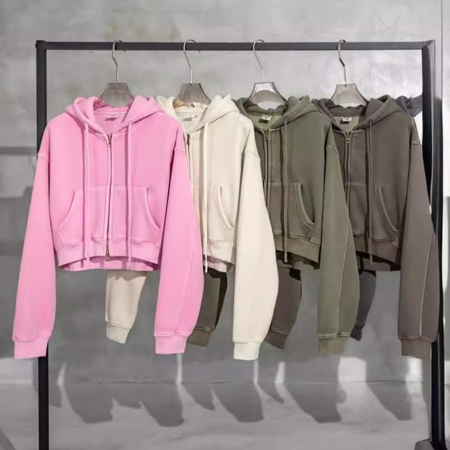 Washed Color Hooded Cardigan Sweater