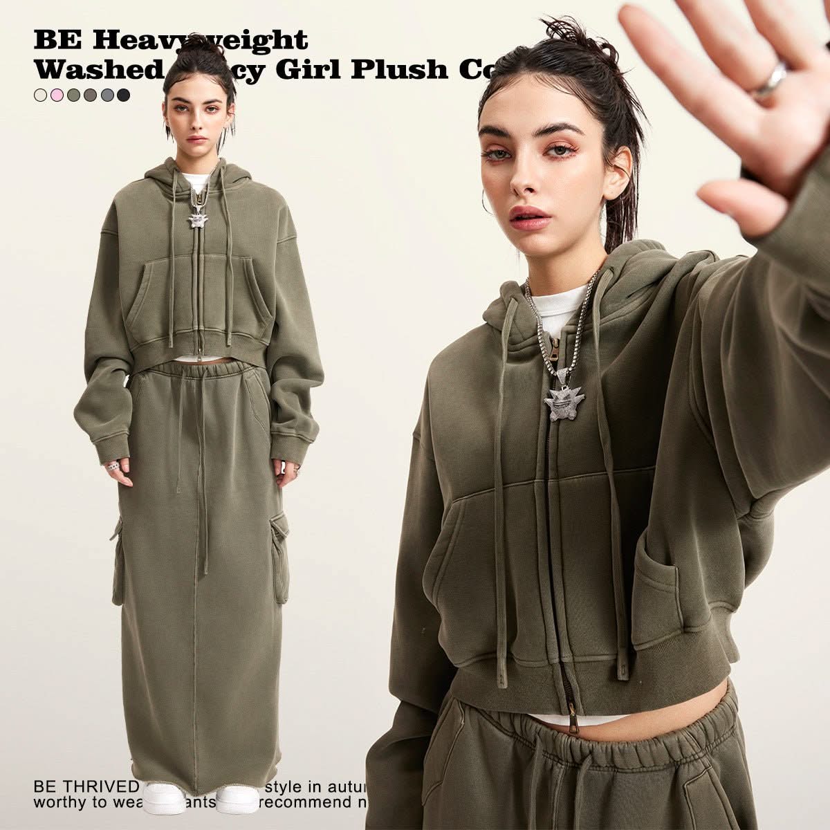 Washed Zipper Cardigan Jacket