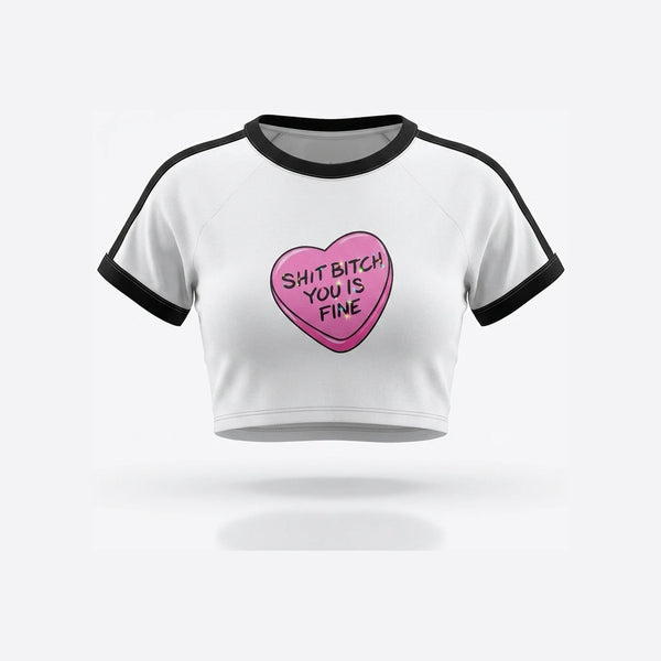 You Is Fine Crop Top — white front