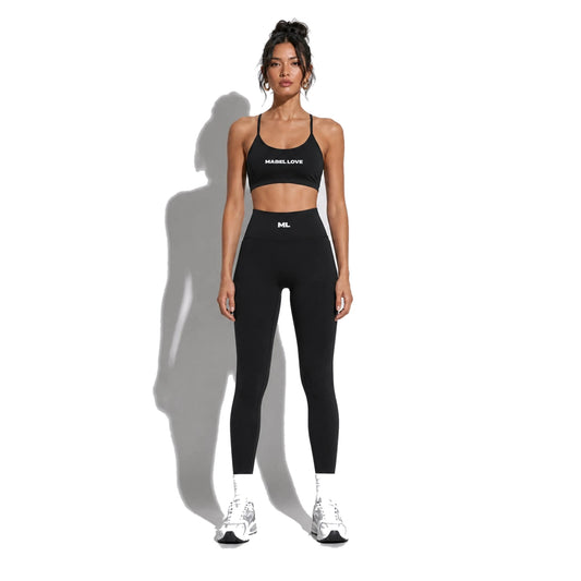 Set — Infinity bra + High Waist Leggings black front on-model 2048