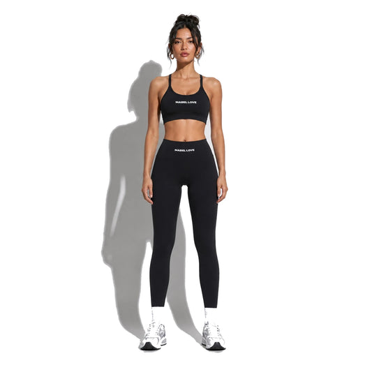 High-Waisted Yoga Leggings — black front