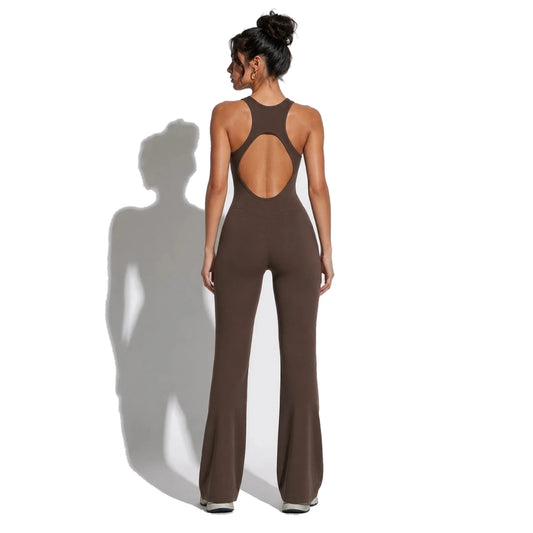 Athletic Jumpsuit for Activewear — brown back