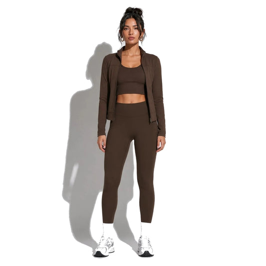 Aesthetic High-Waist Fitness Leggings — Dark Brown front