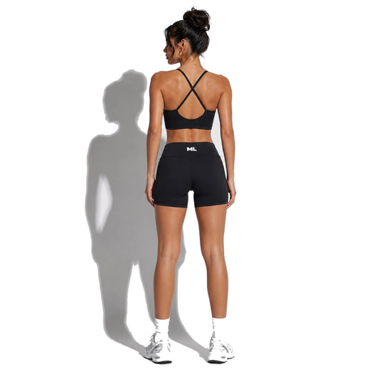 Set — Infinity bra + Micro Shorts Black back on-model 2048