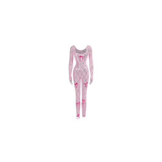Girly Lace Jumpsuit — pink front
