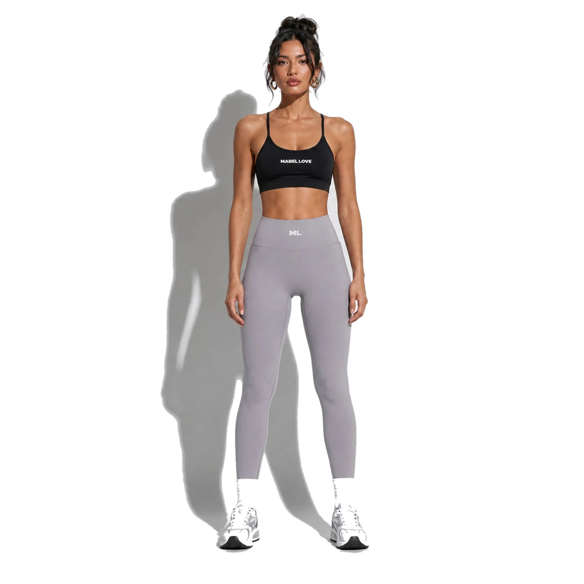 Set — Infinity bra + High Waist Leggings Gray Purple front on-model 2048