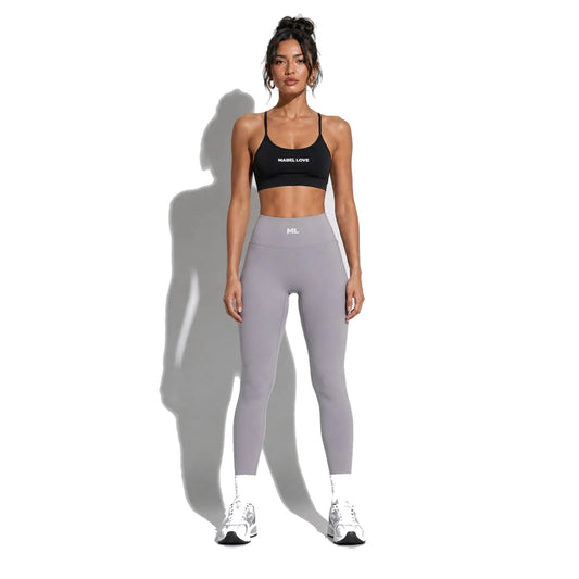 Set — Infinity bra + High Waist Leggings Gray Purple front on-model 2048